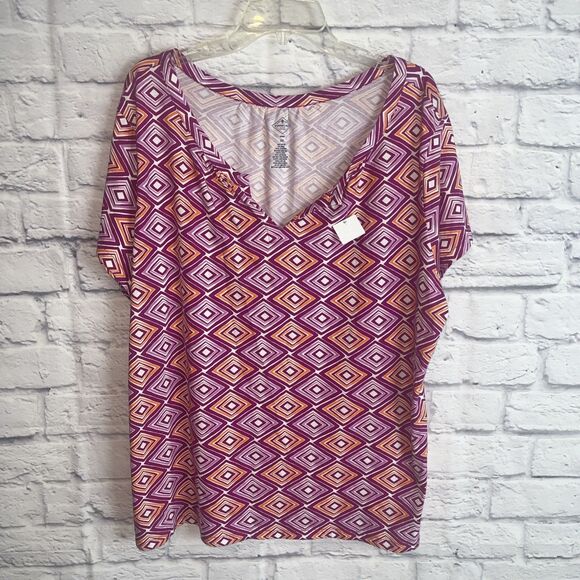 St. John’s Bay Women’s NWT Casual Neck  Cotton Blend Top Size 3X - Picture 1 of 5